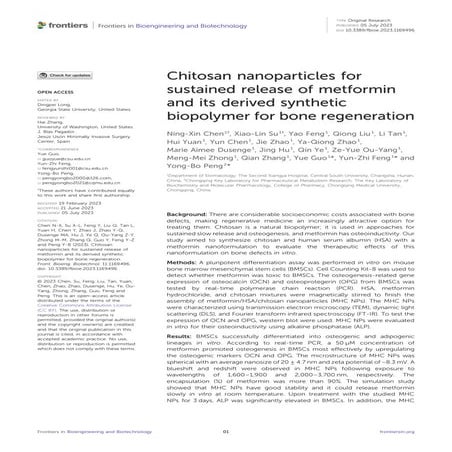 Chitosan nanoparticles for sustained release of metformin and its ...