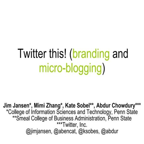 Twitter and EWOM Branding