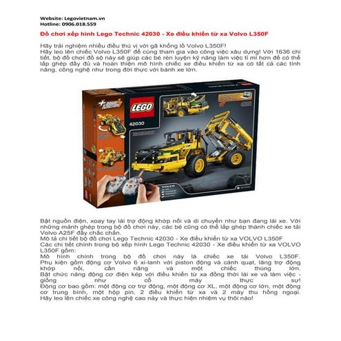 Đồ chơi xếp hình Lego Technic 42030 -  Xe điều khiển từ xa volvo l350 f