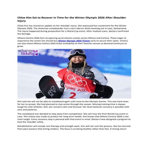 Chloe Kim Set to Recover in Time for the Winter Olympic 2026 After ...