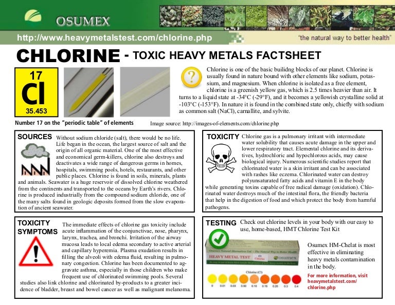 Chlorine Toxicity and Symptoms Factsheet