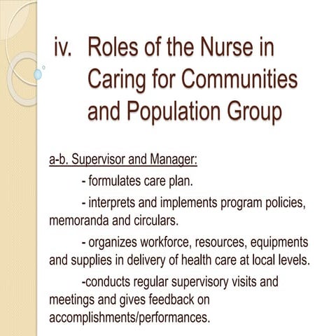 Nurses' Roles in Community Health Nursing