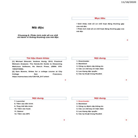Chương 6. Phân tích một số cơ chế và hành vi thông thường của mã độ...