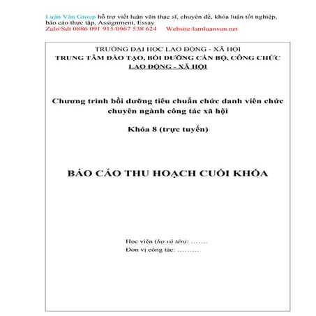 Chương trình bồi dưỡng tiêu chuẩn chức danh viên chức chuyên ngành công tác x...