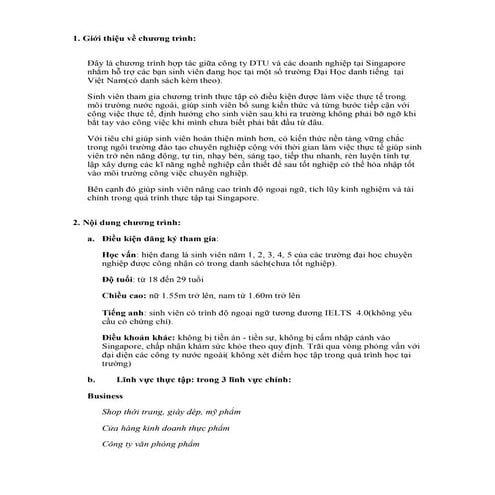 Chương trình thực tập hưởng lương tại singapore