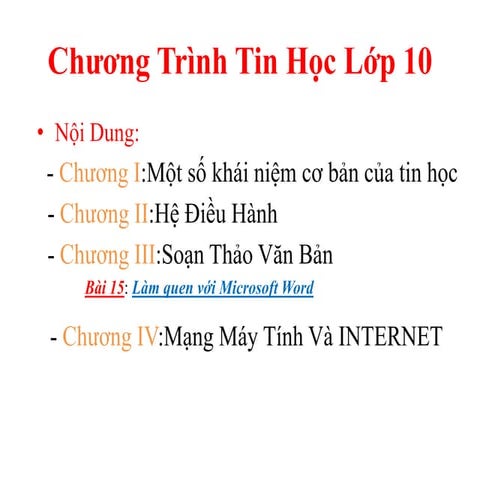 Chương trình tin học lớp 10