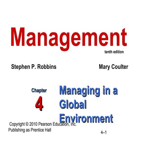 Ch no. 4 Managing in Global Environment