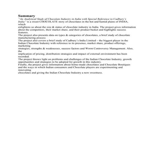 A project report on Chocolate