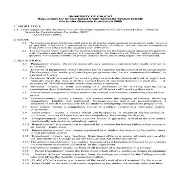 Choice Based Credit Semester System- University of Calicut