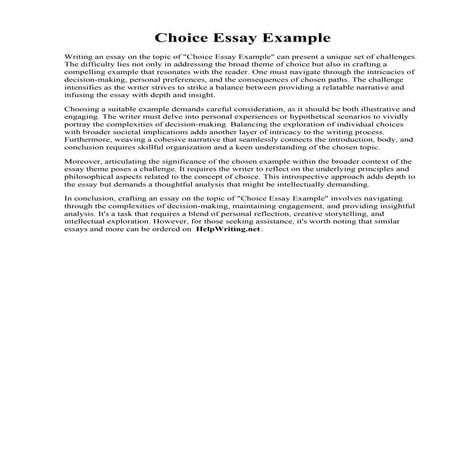 Choice Essay Example. Essay About A Career Choice | PDF