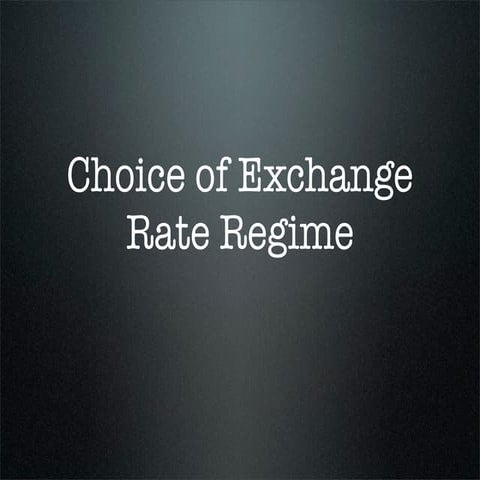 Choice of Exchange Rate Regime