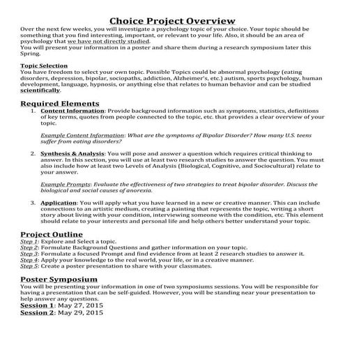 Choice project overview 2015