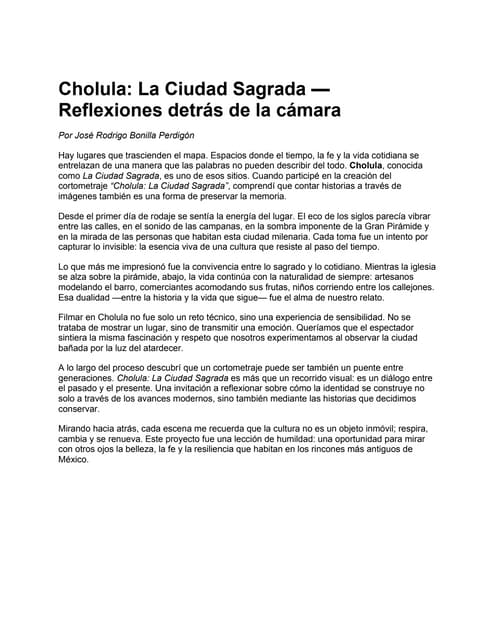 Cholula_ La Ciudad Sagrada_ Reflexiones detrás de la cámara - José Rodrigo...