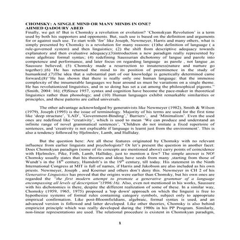 Chomsky: a single or multi minds in one