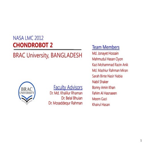 NASA Lunabotics Mining Competition 2012, Chondrobot-2, Bangladesh