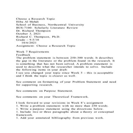 Choose a research topic hiba al mehdischool of business, northc