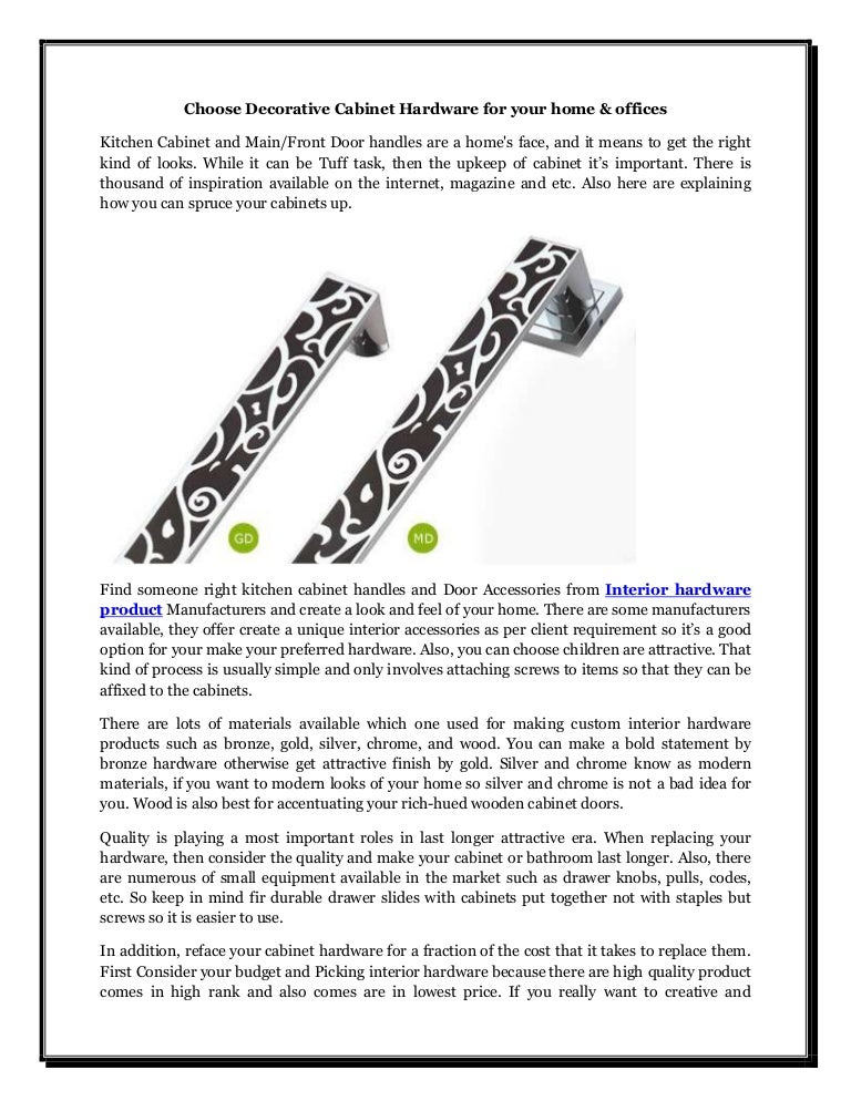 Choose Decorative Cabinet Hardware for your Home & Offices