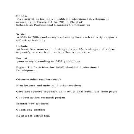Choose five activities for job-embedded professional development a.docx
