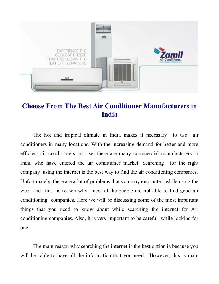 Choose From the Best Air Conditioner Manufacturers in India