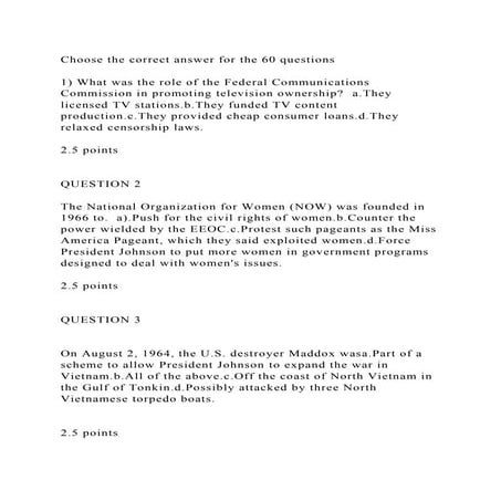 Choose the correct answer for the 60 questions 1) What was the r.docx