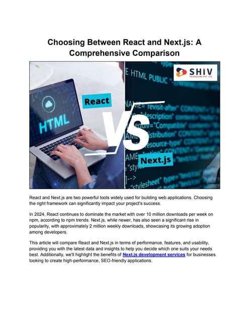 Choosing Between React and Next.js: Key Differences Explained