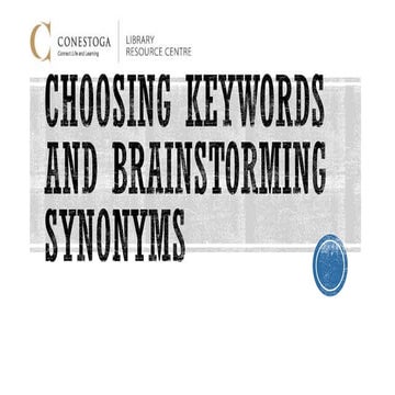 Choosing Keywords and Brainstorming