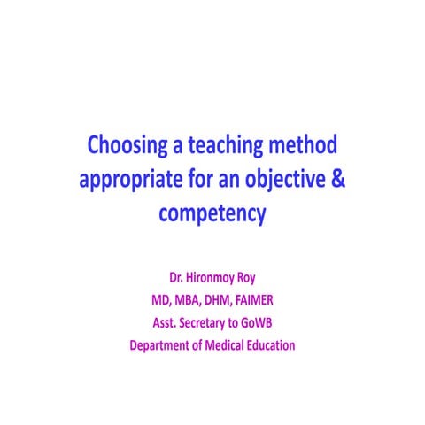 Choosing right teaching methods