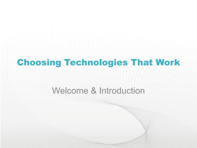 Choosing ED Tech: Welcome & Introduction
