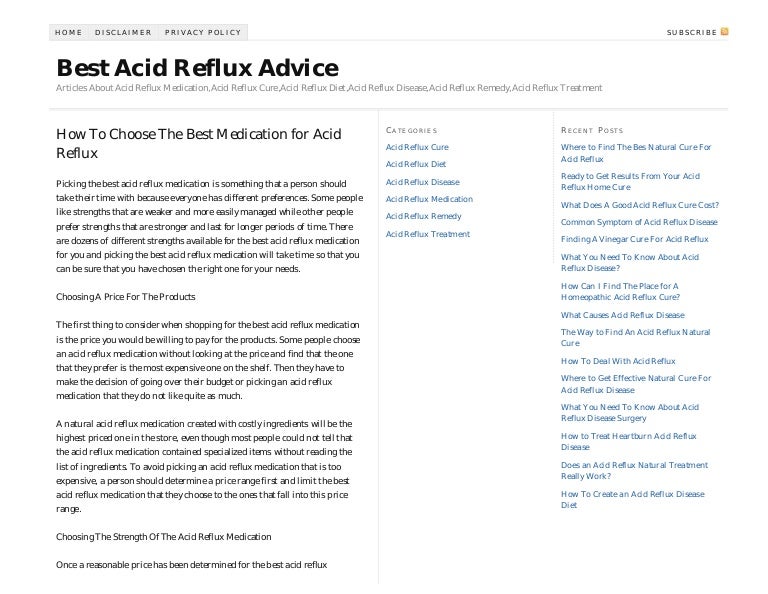 Choosing The Best Acid Reflux Medication