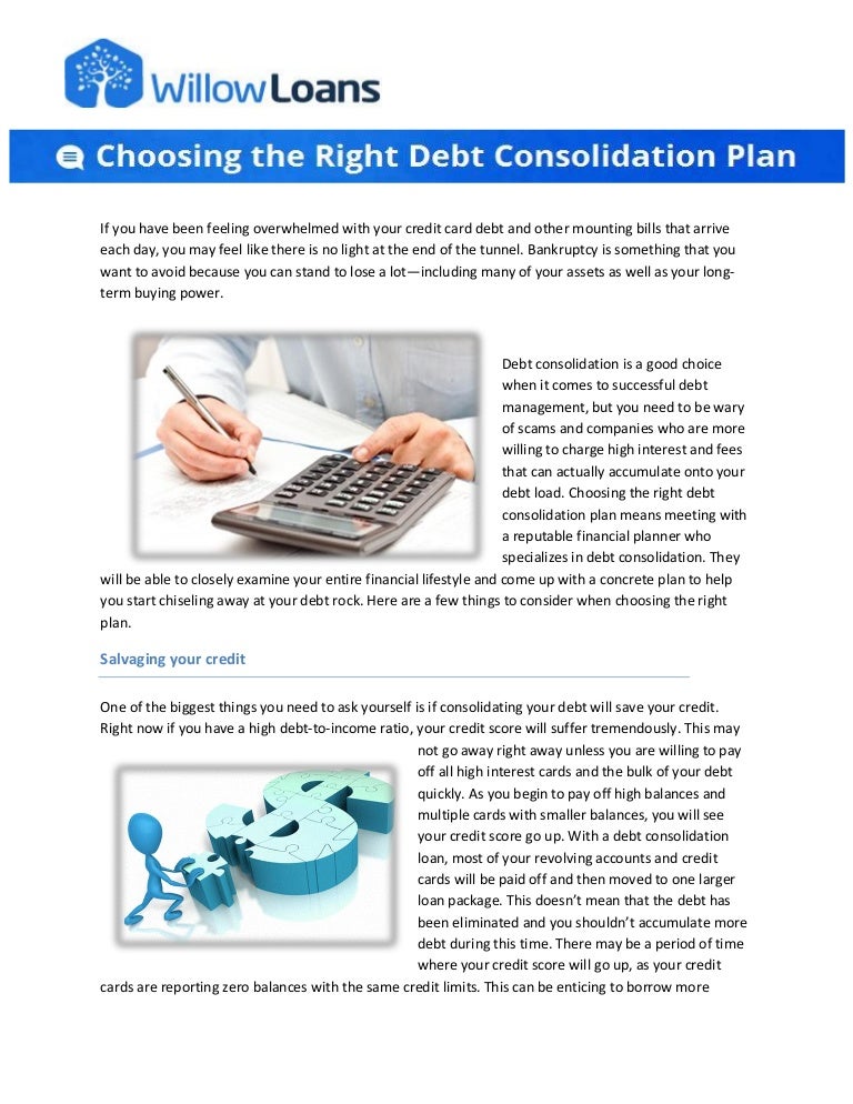 Choosing the right debt consolidation plan