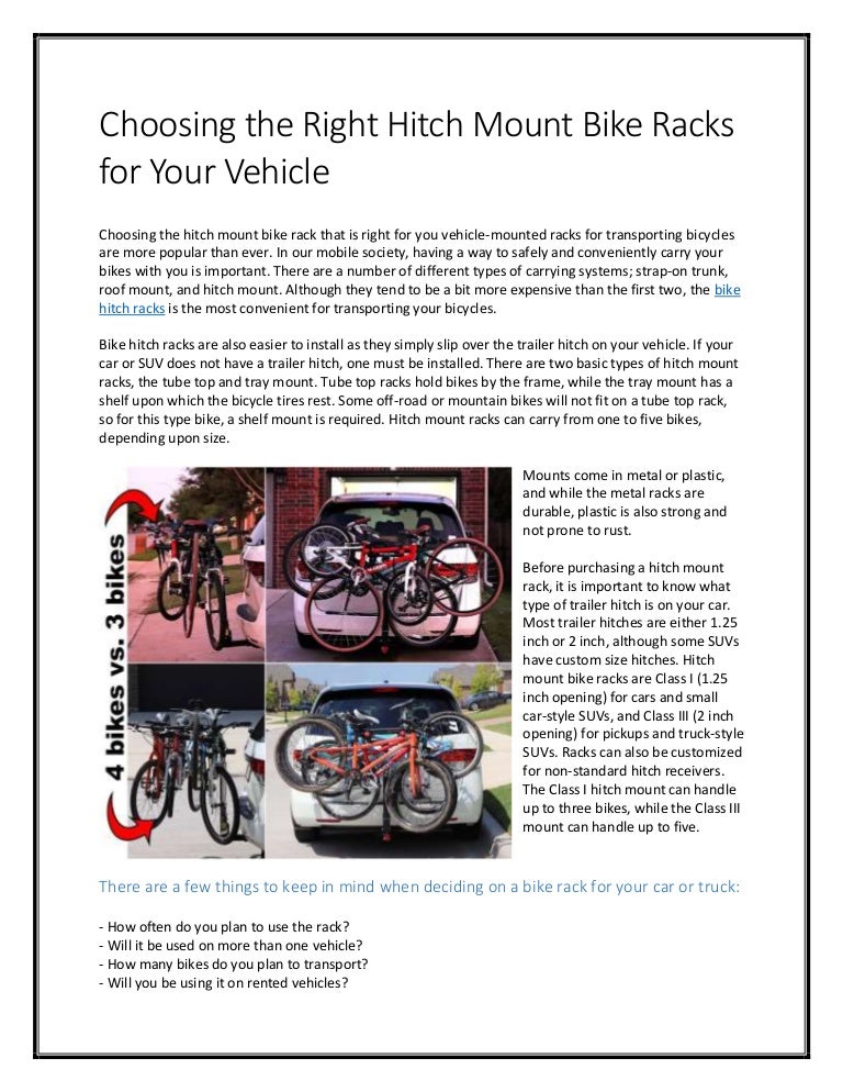 hitch mount vehicle bicycle racks