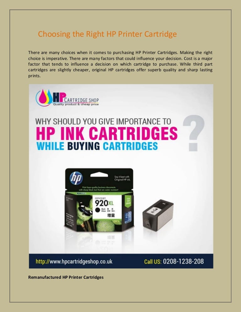 Choosing the right hp printer cartridge