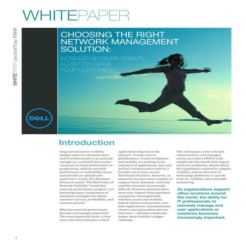 Choosing the right network management solution: Increase network visibility to better serve your customers