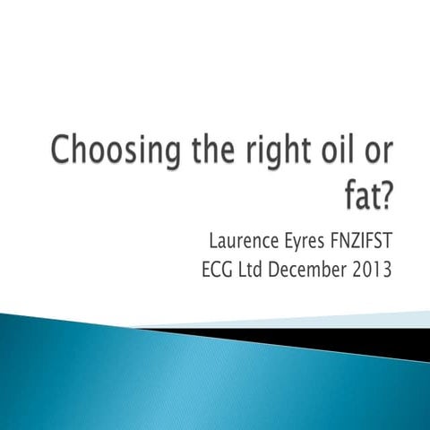 Choosing the right oil or fat