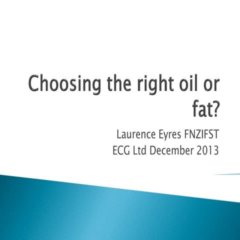 Choosing the right oil or fat