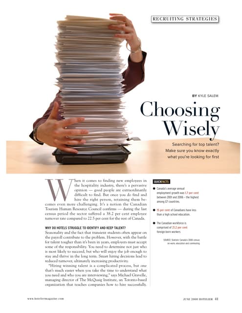Choosing Wisely   Hotelier Article By Kyle Salem