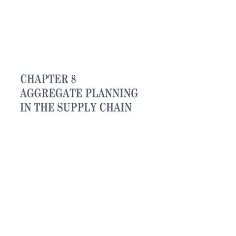 aggregate planning in the supply chain 