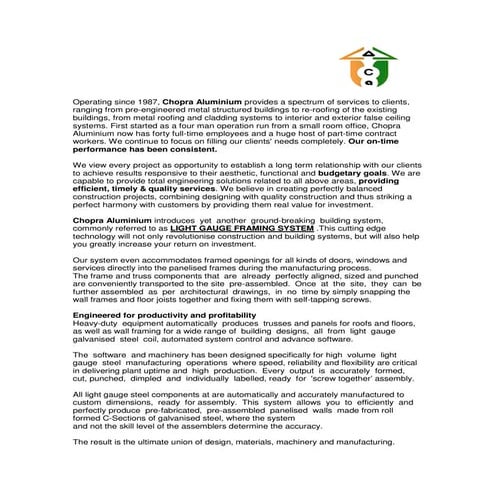 LIGHT GAUGE STEEL STRUCTURE