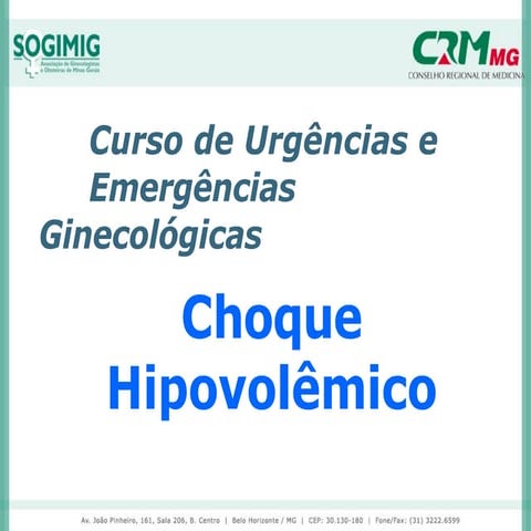 CHOQUE-HIPOVOLEMICO-MANEJO E CONDUTA PDF | PPTX