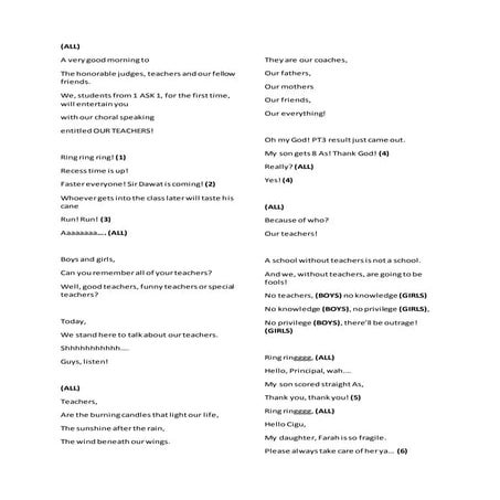 Choral Speaking Text (Form 1)