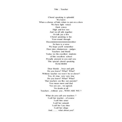 Choral speaking text