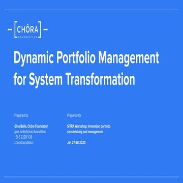 Gina Belle: Dynamic Portfolio Management for System Transformation
