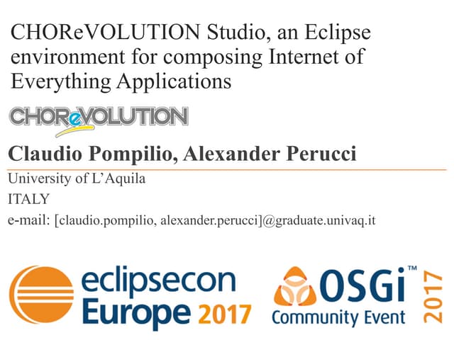 Presentation of CHOReVOLUTION Studio, EclipseCon Europe 2017
