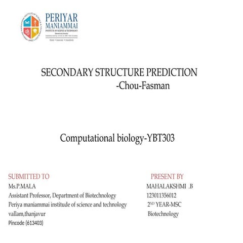 chou fasman method(Mahalakshmi -123011356012)
