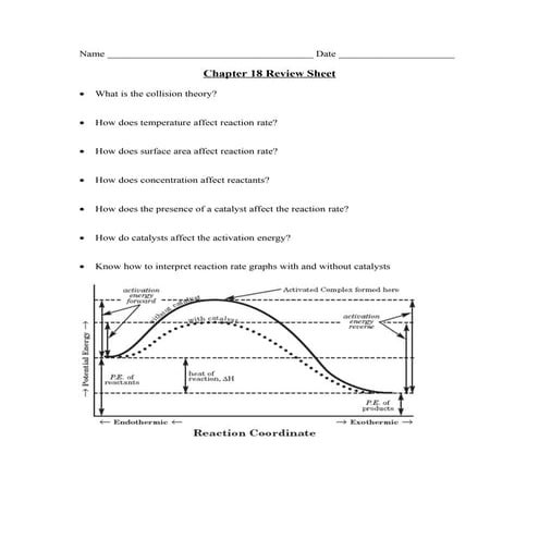 Chemistry- Chp 18 - Reaction Rates and Equilibrium - Study Guide