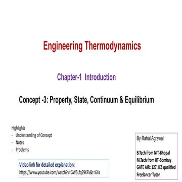 Complete Thermodynamics GATE/IES/All Exams: Chp1 C-3 Property, State, Continu...
