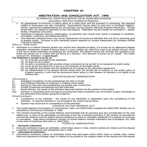 Arbitration and Conciliation Act 1996 | PPT