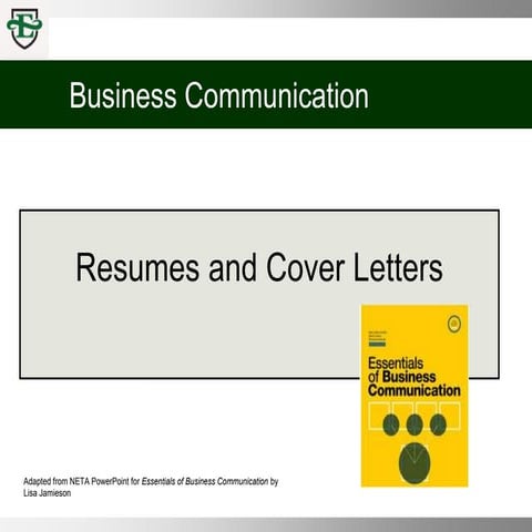 COMM 100 Chpt 12 Resumes and Cover Letters
