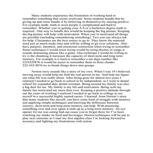 Chpter 7 norton memory and studying