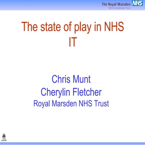 Chris Munt Cherylin Fletcher State Of Play In Nhs